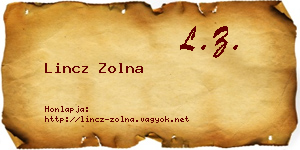 Lincz Zolna névjegykártya